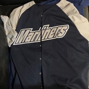 Original Seattle Mariners Majestic John Olerud Navy and Gray Baseball Jersey